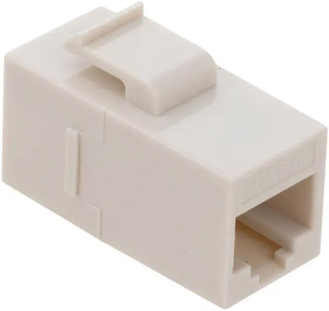 Alt view image 3 of 4 - NavePoint CAT6 UTP Inline Keystone Coupler, RJ45 Female to RJ45 Female, Snap-In, 15 pack, Ivory