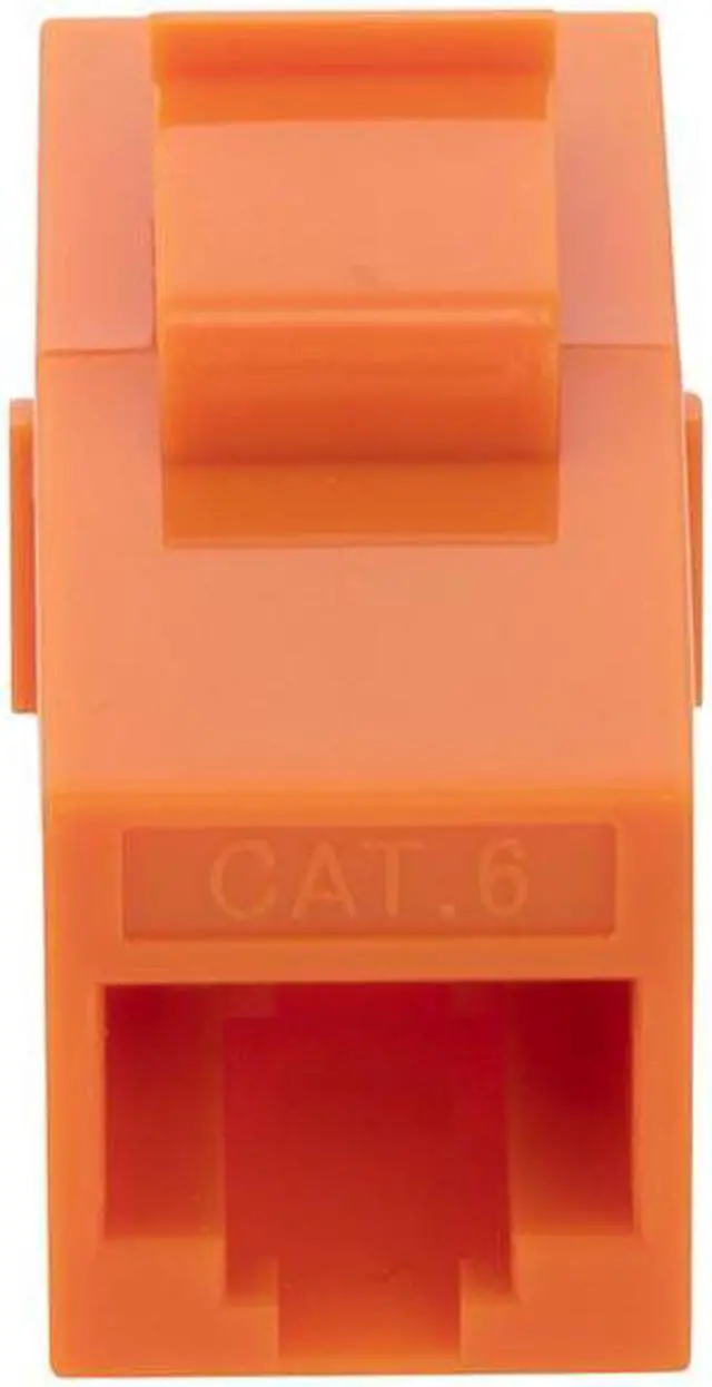 Alt view image 4 of 4 - NavePoint CAT6 UTP Inline Keystone Coupler, RJ45 Female to RJ45 Female, Snap-In, 10 pack, Orange