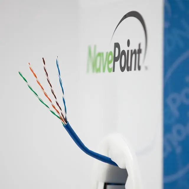 Alt view image 4 of 4 - NavePoint Cat5e Plenum (CMP), 1000ft, Blue, Solid Bare Copper Bulk Ethernet Cable, 350MHz, 24AWG 4 Pair, Unshielded Twisted Pair (UTP)