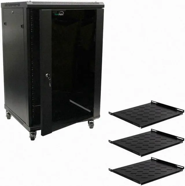 Main image of Navepoint 18U Audio Video A/V Cabinet 600mm Depth - Casters, Shelves, Fans
