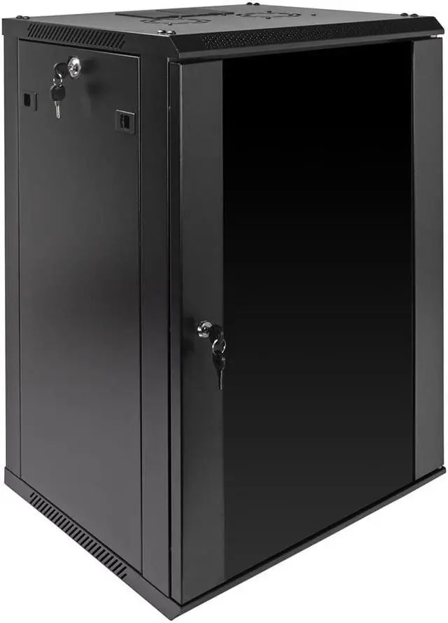 Alt view image 2 of 4 - NavePoint 15U Wall Mount  Consumer Series Server Cabinet Network Enclosure Locks, Fan