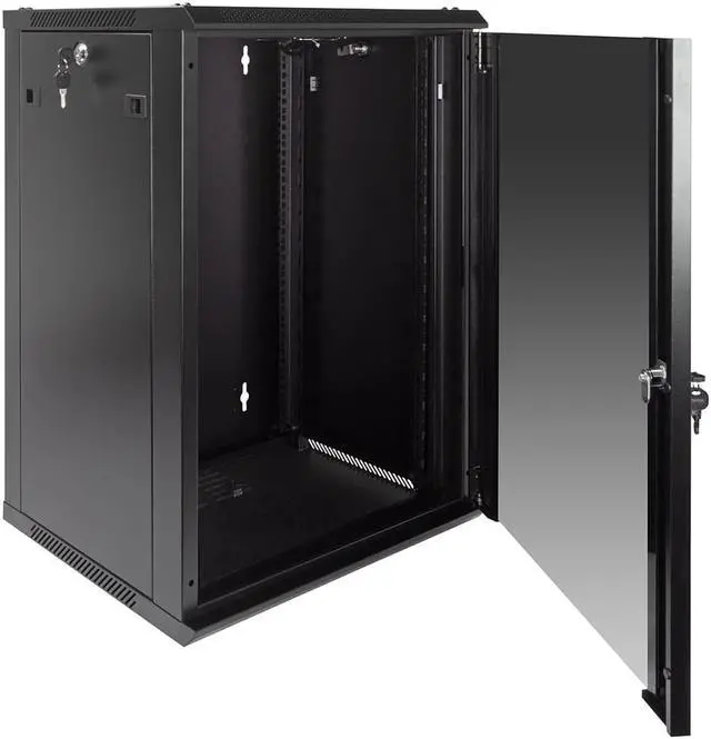 Alt view image 3 of 4 - NavePoint 15U Wall Mount  Consumer Series Server Cabinet Network Enclosure Locks, Fan