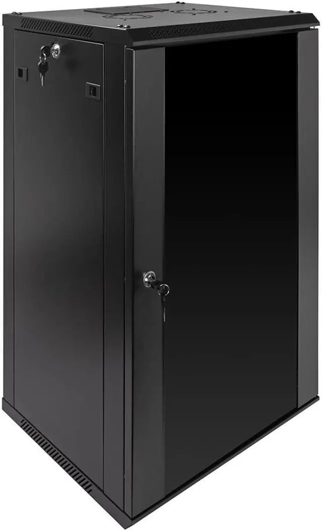 Alt view image 2 of 4 - NavePoint 18U Wall Mount  Consumer Series Server Cabinet Network Enclosure Locks, Fan