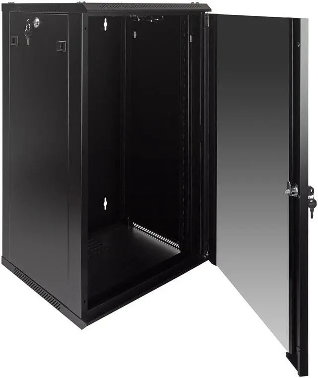 Alt view image 3 of 4 - NavePoint 18U Wall Mount  Consumer Series Server Cabinet Network Enclosure Locks, Fan