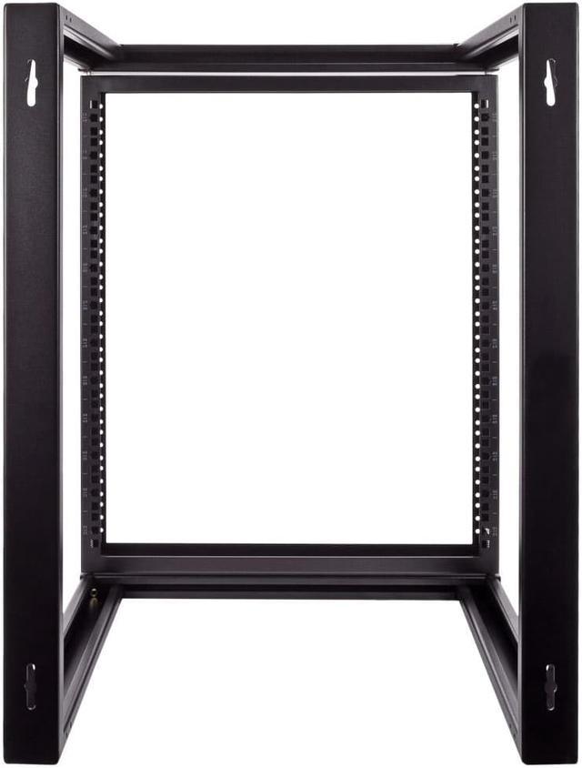 Navepoint 12U Wall Mount Open Frame 19 Server Equipment Rack Threaded 16 inch Depth Black