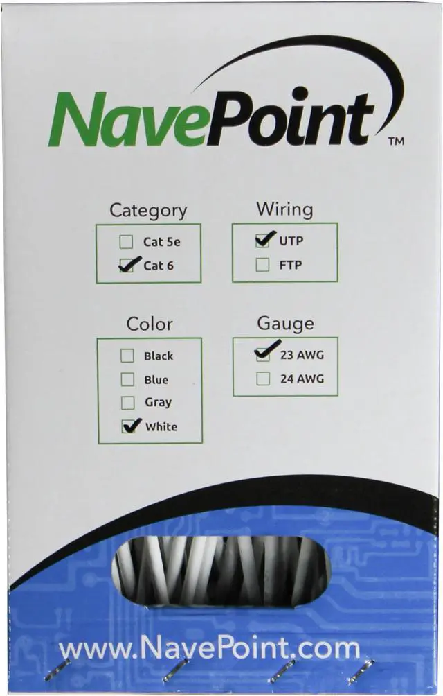 Alt view image 2 of 3 - NavePoint CAT6 (CCA) Ethernet Network Cable / Wire UTP Pull Box 500ft Cat-6 White
