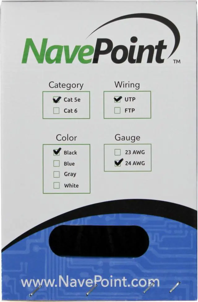 Alt view image 2 of 3 - NavePoint CAT5e UTP Bulk (CCA) Ethernet Network Cable Solid 24AWG RJ45 LAN Wire 500FT Black