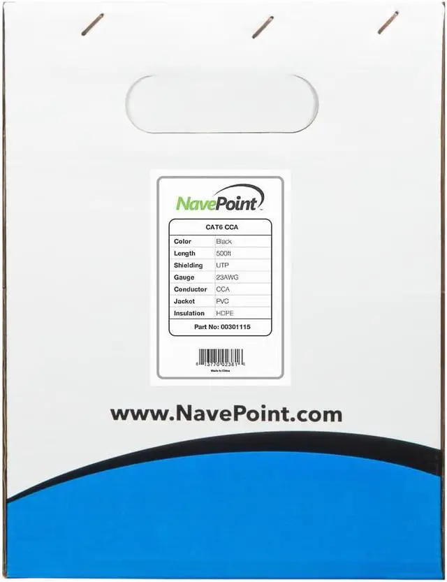 Alt view image 2 of 3 - NavePoint CAT6 UTP (CCA) Ethernet Network Bulk Cable - 500 Ft 10-pack Black