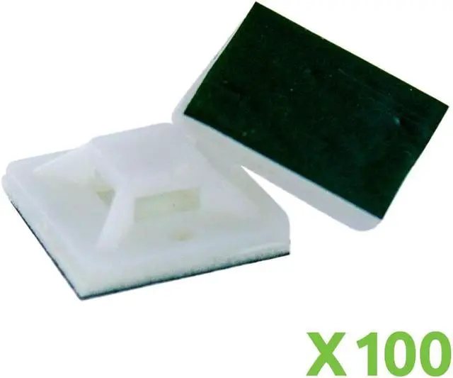 Main image of NavePoint Self Adhesive 20mm x 20mm Zip Tie Mount Base Clip Holder Mounting Pad White x100