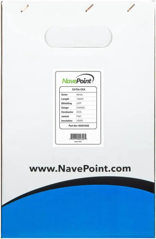 Alt view image 7 of 8 - NavePoint CAT5e 1000FT CCA UTP Cable Solid 24AWG White Network Ethernet LAN Bulk Wire RJ45