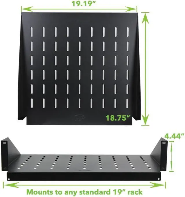Alt view image 5 of 6 - Navepoint 19" Center Weight Relay Rack Mount Data Networking Shelf Steel 2U 38" Depth Deep