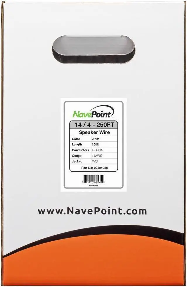 Alt view image 6 of 8 - NavePoint 250ft In Wall Audio Speaker Cable Wire CL2 14/4 AWG Gauge 4 Conductor Bulk White
