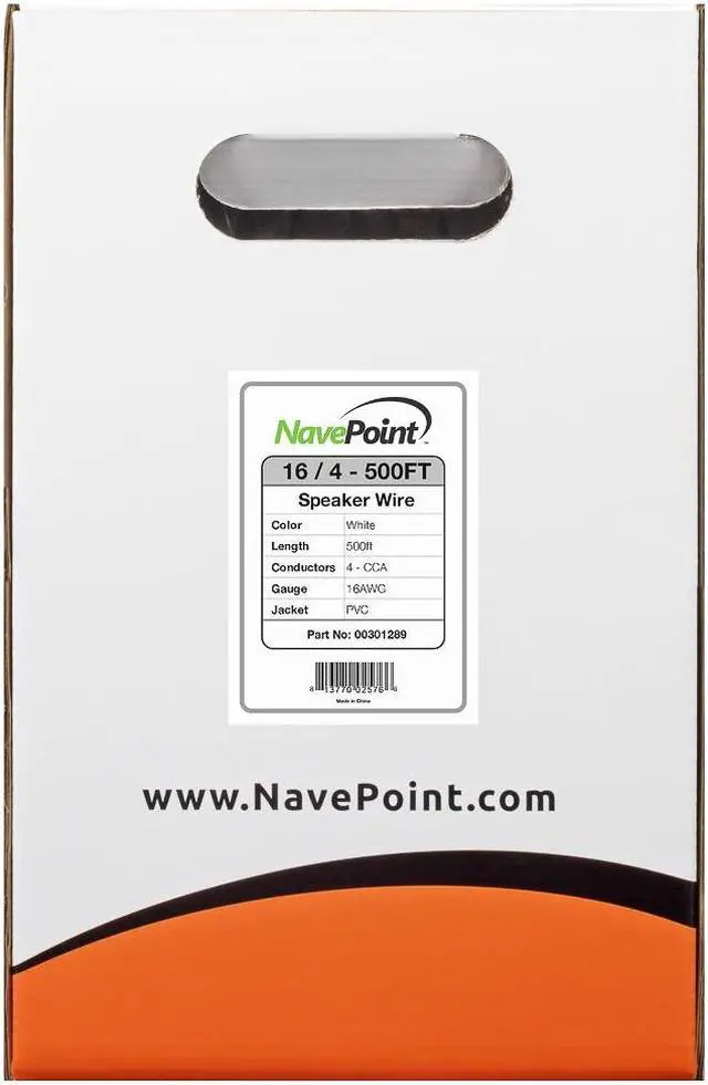 Alt view image 6 of 8 - NavePoint 500ft In Wall Audio Speaker Cable Wire CL2 16/4 AWG Gauge 4 Conductor Bulk White