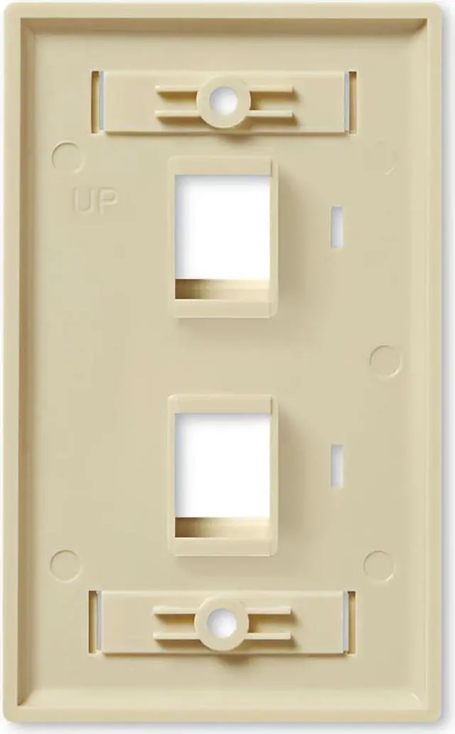 Alt view image 2 of 4 - NavePoint Keystone Jack Wall Plate 2-Port, Low Profile, Single Gang, Ivory, 10-Pack