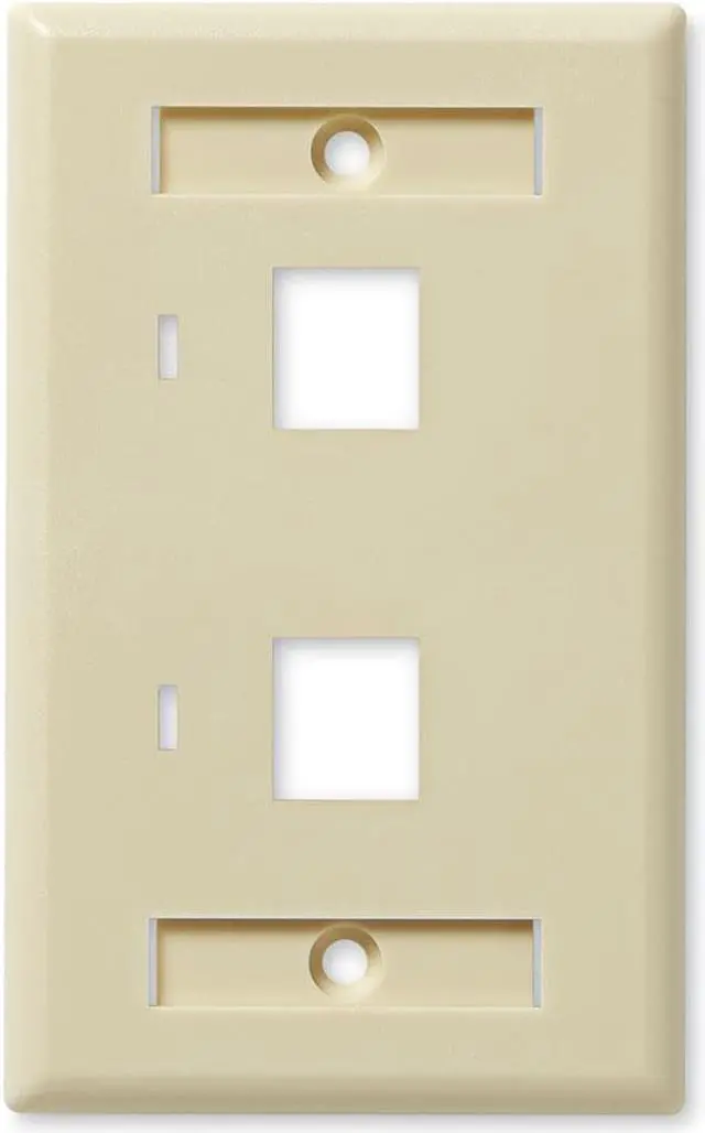 Main image of NavePoint Keystone Jack Wall Plate 2-Port, Low Profile, Single Gang, Ivory, 10-Pack
