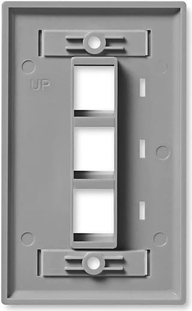 Alt view image 2 of 4 - NavePoint Keystone Jack Wall Plate 3-Port, Low Profile, Single Gang, Gray, 10-Pack