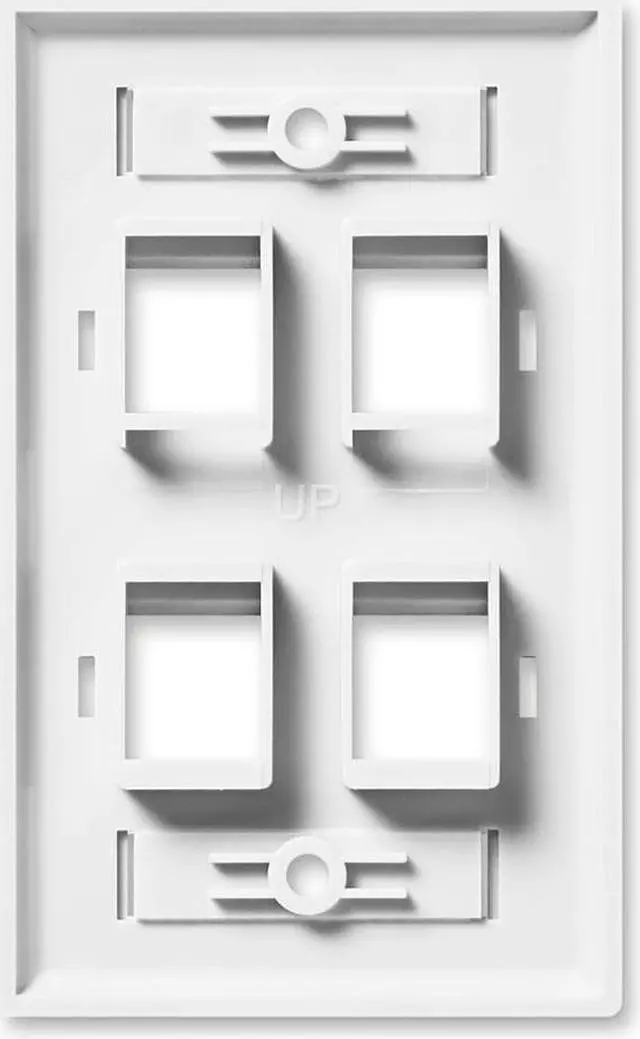 Alt view image 2 of 4 - NavePoint Keystone Jack Wall Plate 4-Port, Low Profile, Single Gang, White, 10-Pack