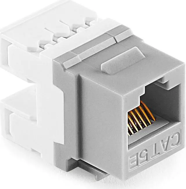 Alt view image 2 of 4 - NavePoint 180 Degree Cat5e Keystone Jack, RJ45 Ethernet Connector, Type 110, Gray 25-Pack