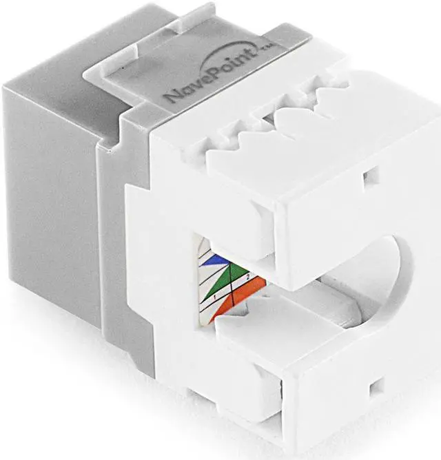 Alt view image 4 of 4 - NavePoint 180 Degree Cat5e Keystone Jack, RJ45 Ethernet Connector, Type 110, Gray 25-Pack