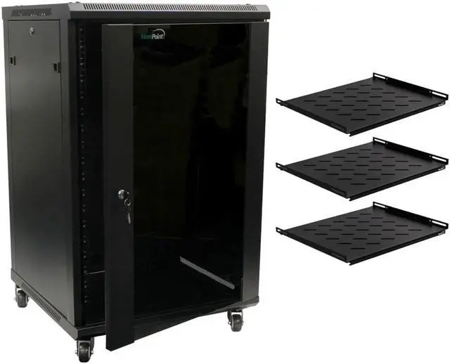 Main image of Navepoint 18U Networking Cabinet 600mm Depth - Casters, Shelves, Fans