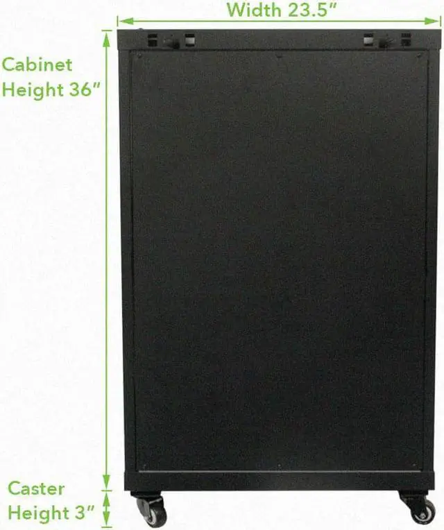 Alt view image 3 of 4 - Navepoint 18U Networking Cabinet 600mm Depth - Casters, Shelves, Fans