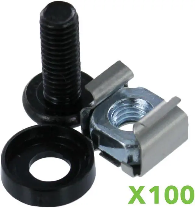 Main image of NavePoint M6 Cage Nuts & Screws for Server Shelves Cabinets - 100 Pk Rack Mount
