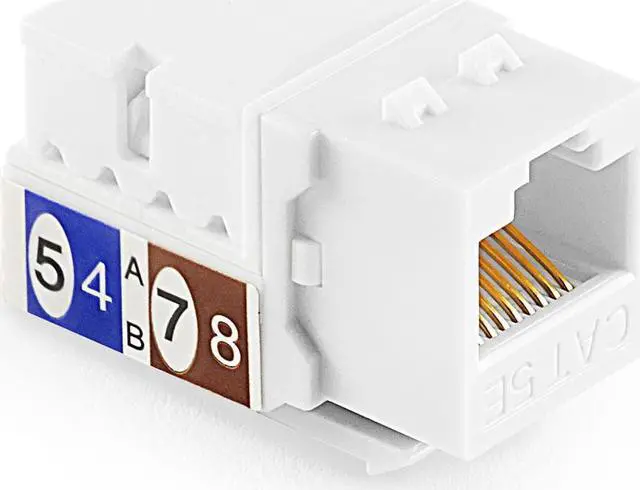Alt view image 2 of 4 - NavePoint 90 Degree Cat5e Keystone Jack, RJ45 Ethernet Connector, Type 110, White 25-Pack