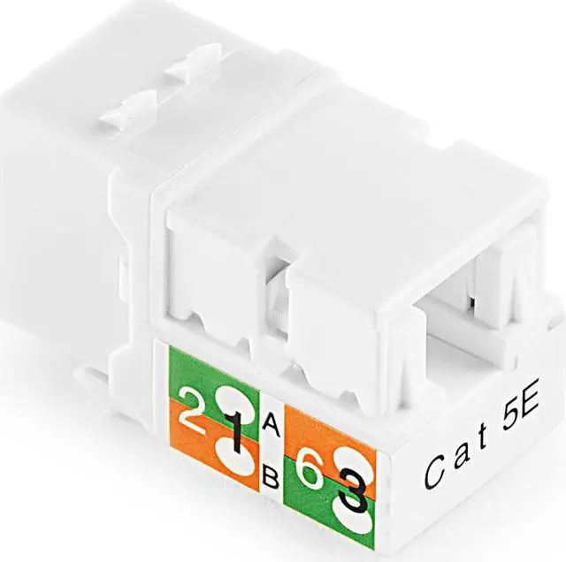 Alt view image 4 of 4 - NavePoint 90 Degree Cat5e Keystone Jack, RJ45 Ethernet Connector, Type 110, White 25-Pack