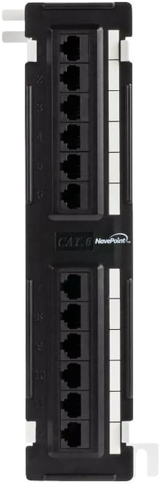 Alt view image 3 of 5 - Navepoint 12-Port Cat6 UTP Unsheilded Mini Patch Panel With Wallmount Bracket Included Black