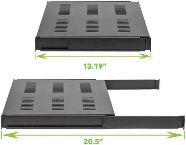 Alt view image 3 of 4 - Navepoint 1U 19-Inch Sliding IT Network Cabinet Shelf For 550mm Depth Cabinet Enclosure Black
