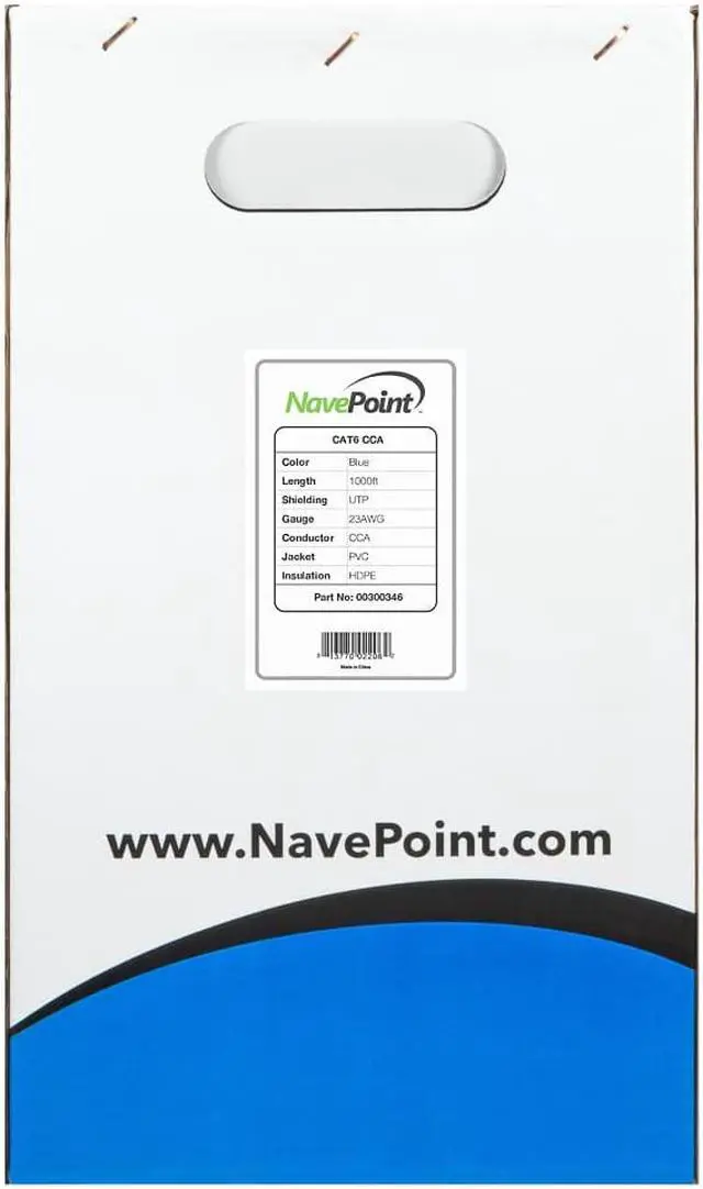 Alt view image 2 of 3 - NavePoint CAT6 (CCA) Ethernet Network Cable / Wire UTP Pull Box 1000ft Cat-6 Blue