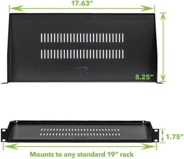 Alt view image 2 of 3 - NavePoint Cantilever Server Shelf Vented Shelves Rack Mount 19" 1U Black 8" (210mm) deep