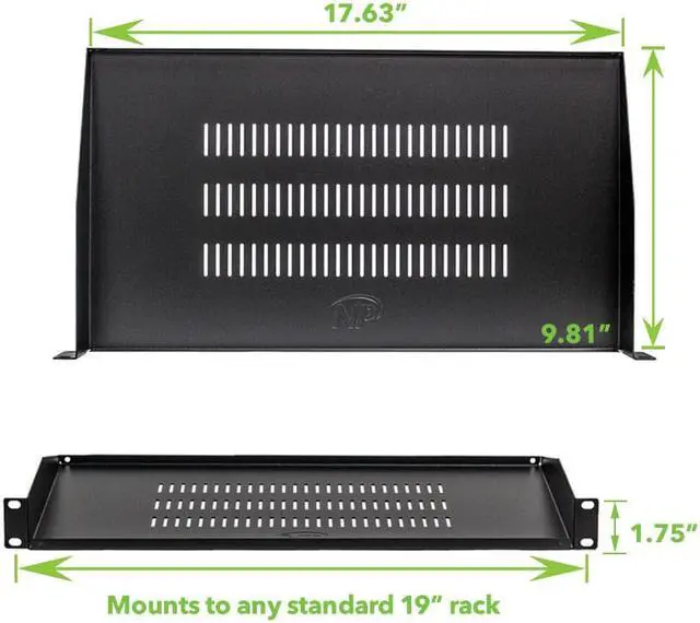 Alt view image 2 of 3 - NavePoint Cantilever Server Shelf Vented Shelves Rack Mount 19" 1U Black 10" (250mm) deep