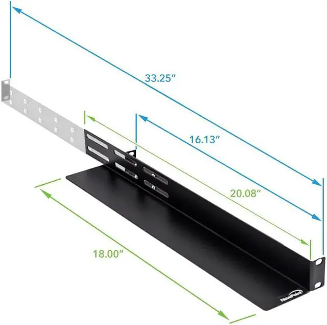 Alt view image 2 of 4 - NavePoint Universal 1U Rack Mount 4-Post Shelf Rail Dell Compaq IBM HP APC - 33.5" deep