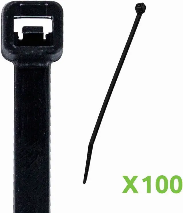 Main image of NavePoint 12 Inch Nylon UV Resistant Cable Wire Zip Tie 40 lbs - Black 100 Pack Lot Pcs Qty