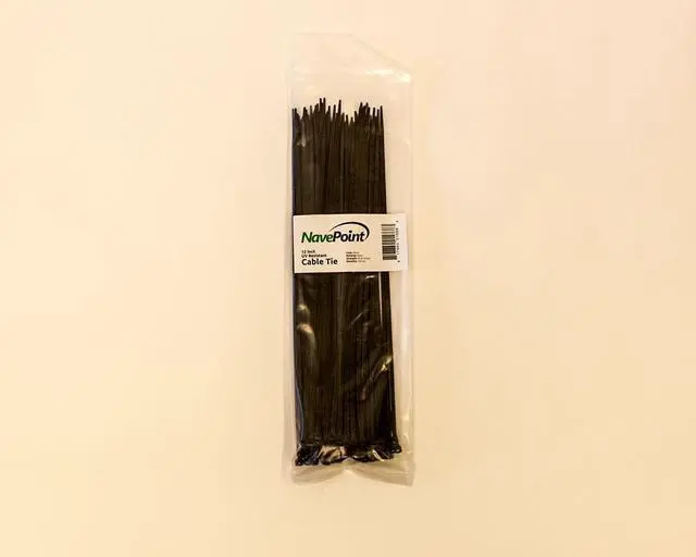 Alt view image 4 of 4 - NavePoint 12 Inch Nylon UV Resistant Cable Wire Zip Tie 40 lbs - Black 100 Pack Lot Pcs Qty