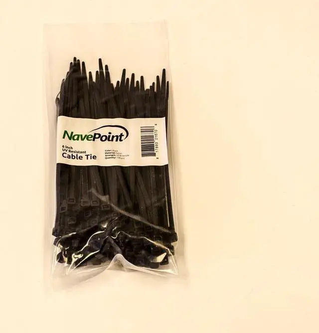 Alt view image 4 of 4 - NavePoint 6 Inch Nylon UV Resistant Cable Wire Zip Tie 50 lbs - Black 100 Pack Lot Pcs Qty