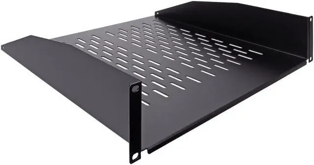 Alt view image 5 of 7 - Navepoint 2U 19-Inch Universal Vented Rack Mount Cantilever Fixed Server Cabinet Shelf 16-Inches Deep Black