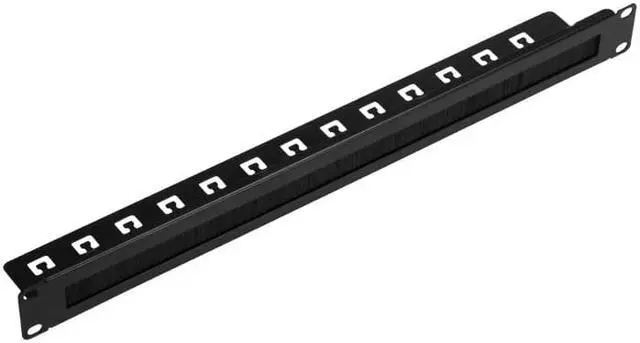 Main image of Navepoint 1U Rack Mount Cable Management Panel With Tidy Brush Slot For Cable Entry For 19-Inch Rack Or Cabinet Black