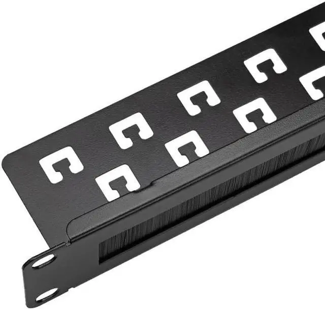 Alt view image 4 of 4 - Navepoint 1U Rack Mount Cable Management Panel With Tidy Brush Slot For Cable Entry For 19-Inch Rack Or Cabinet Black