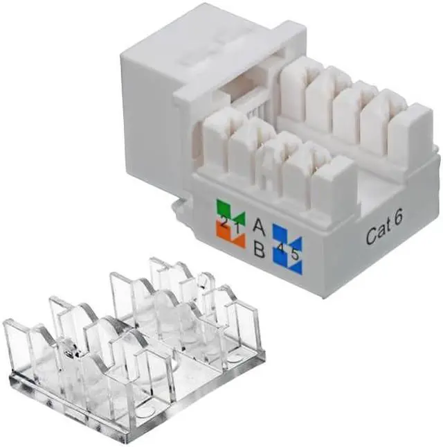 Alt view image 2 of 3 - NavePoint CAT6 Ethernet Keystone Adapter Right Angle White 10-pack