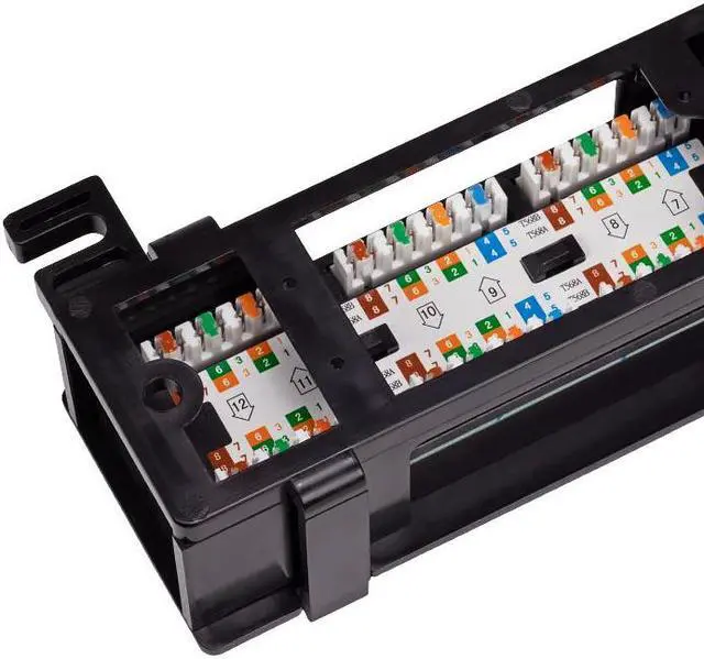 Alt view image 4 of 4 - Navepoint 12-Port Cat5E UTP Unsheilded Mini Patch Panel With Wallmount Bracket Included Black 2-pack