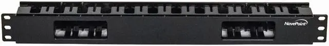Alt view image 2 of 4 - Navepoint 1U Horizontal 19-Inch Rack Mount Cable Management Raceway Duct Panel  With Cover Black 4-Pack