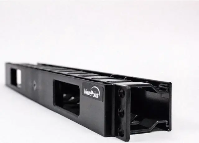 Alt view image 4 of 4 - Navepoint 1U Horizontal 19-Inch Rack Mount Cable Management Raceway Duct Panel  With Cover Black 4-Pack