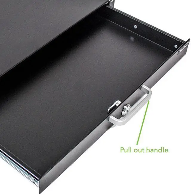 Alt view image 4 of 4 - NavePoint Server Cabinet Case 19" Rack Mount DJ Locking Lockable Deep Drawer with Key 1U