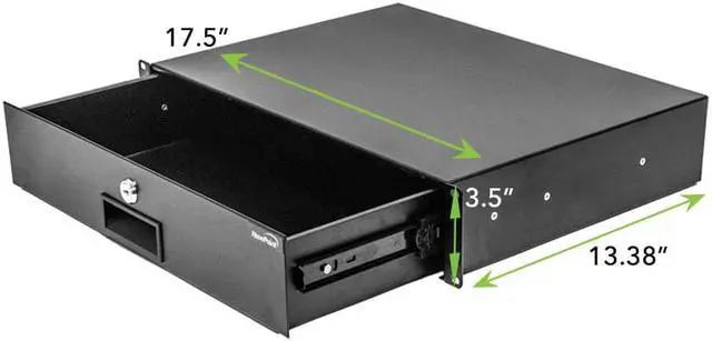 Alt view image 3 of 4 - NavePoint Server Cabinet Case 19" Rack Mount DJ Locking Lockable Deep Drawer with Key 2U