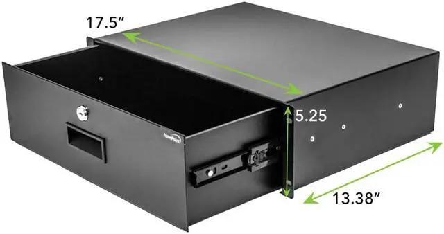 Alt view image 3 of 4 - NavePoint Server Cabinet Case 19" Rack Mount DJ Locking Lockable Deep Drawer with Key 3U