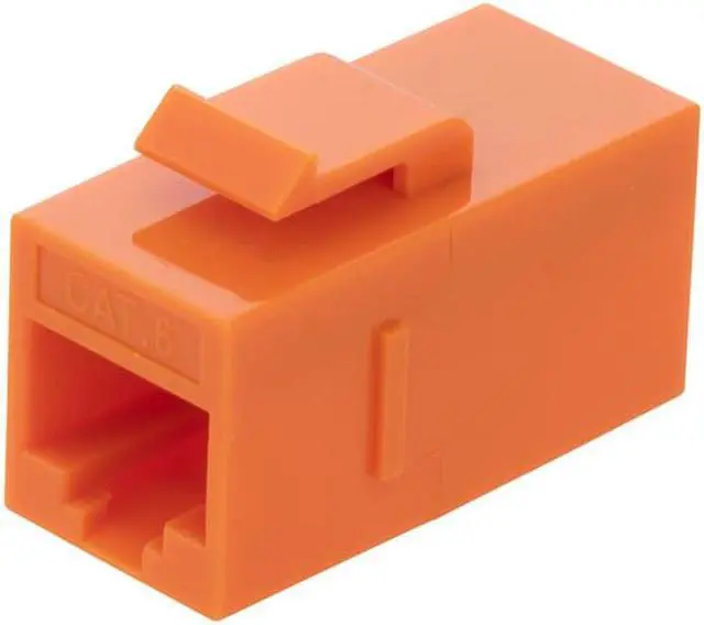 Main image of NavePoint CAT6 UTP Inline Keystone Coupler, RJ45 Female to RJ45 Female, Snap-In, 15 pack, Orange