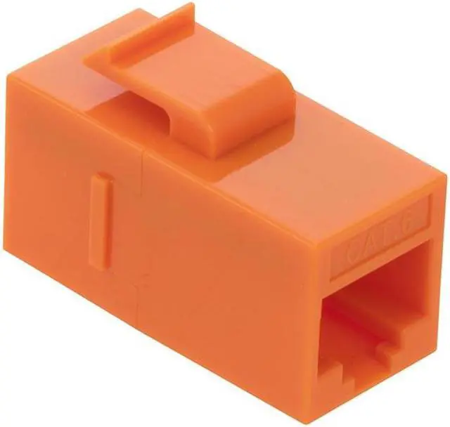Alt view image 3 of 4 - NavePoint CAT6 UTP Inline Keystone Coupler, RJ45 Female to RJ45 Female, Snap-In, 15 pack, Orange