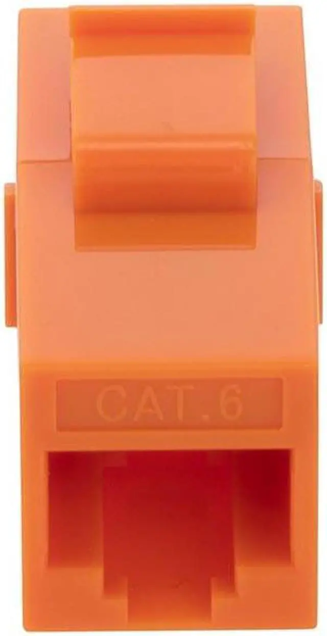 Alt view image 4 of 4 - NavePoint CAT6 UTP Inline Keystone Coupler, RJ45 Female to RJ45 Female, Snap-In, 15 pack, Orange